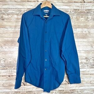 Van Heusen- Blue Fitted Long Sleeve Button Down Dress Shirt- Size 15/15.5 -34/35